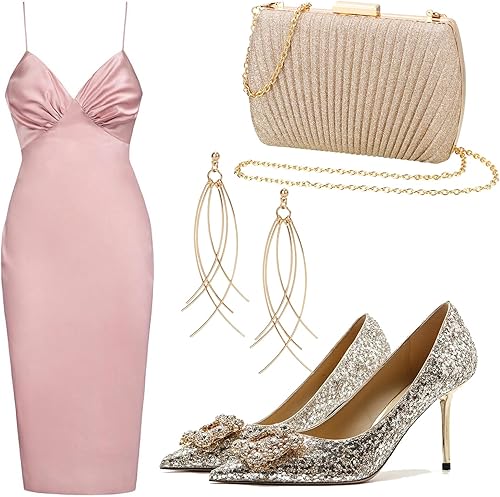 Miniatura 4 de Bolso de mano dorado, bolsos de mano dorados para mujer, para noche, boda, cóctel, fiesta, bolsa de noche, bolso cruzado de hombro..