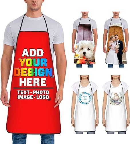 Miniatura 30 de Delantal personalizado para mujer, personalizado para añadir tu propio nombre, texto, logotipo, foto, chef, delantal de cocina para barbacoa