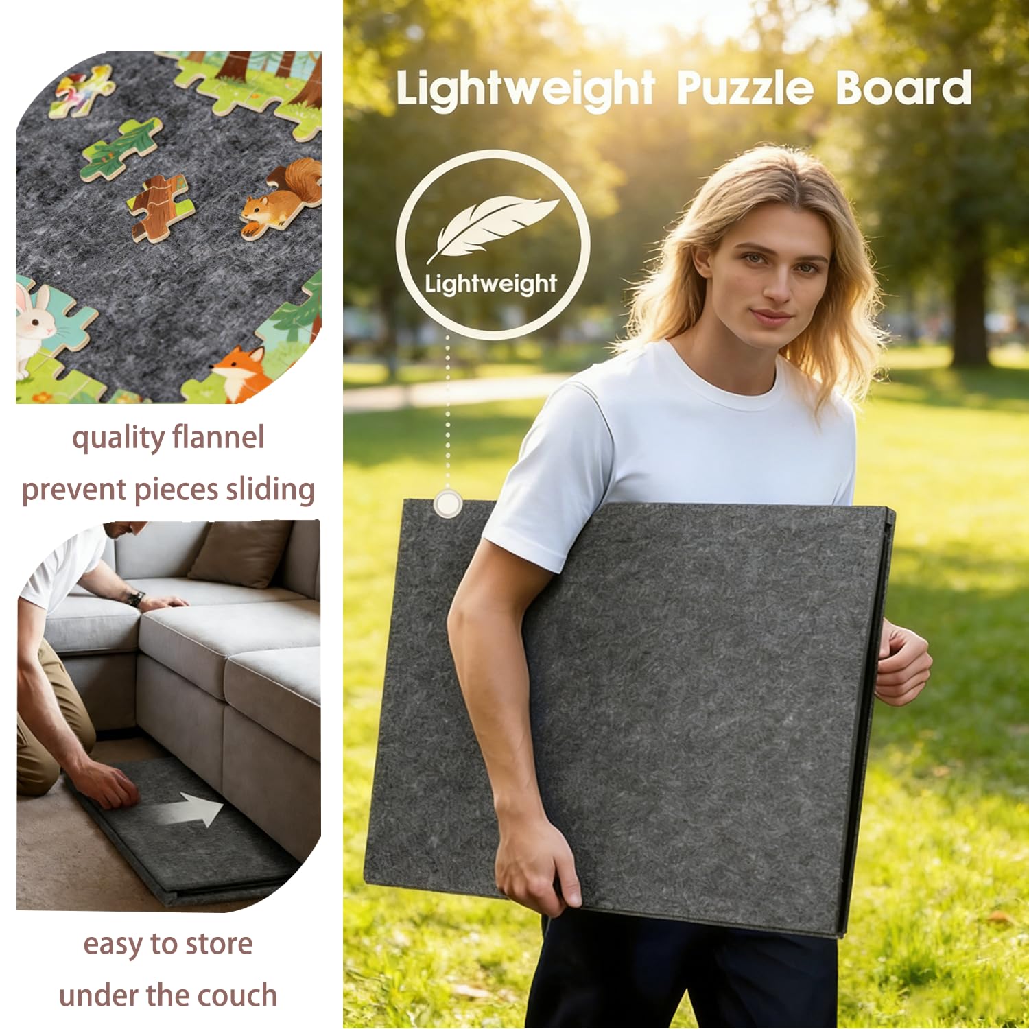 Planche à Puzzle Pliable avec 6 Tiroirs, Table Puzzle Portable avec Surface en Feutre pour 1000 Pièces, Plateau de Jeu de Puzzle avec Rangement, Dimensions 78x56cm