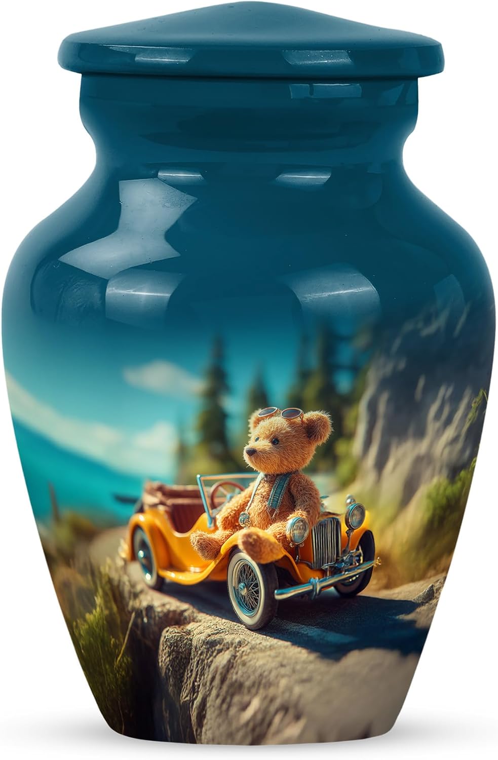 Teddy Bear Urns for Men Ashes Adult Male - Tiny Cremation Urn for Human Ash - Large Urn for Mother's Ashes - Blue Funeral Urns for Human Ash Set of 5-10 & 3 Inch