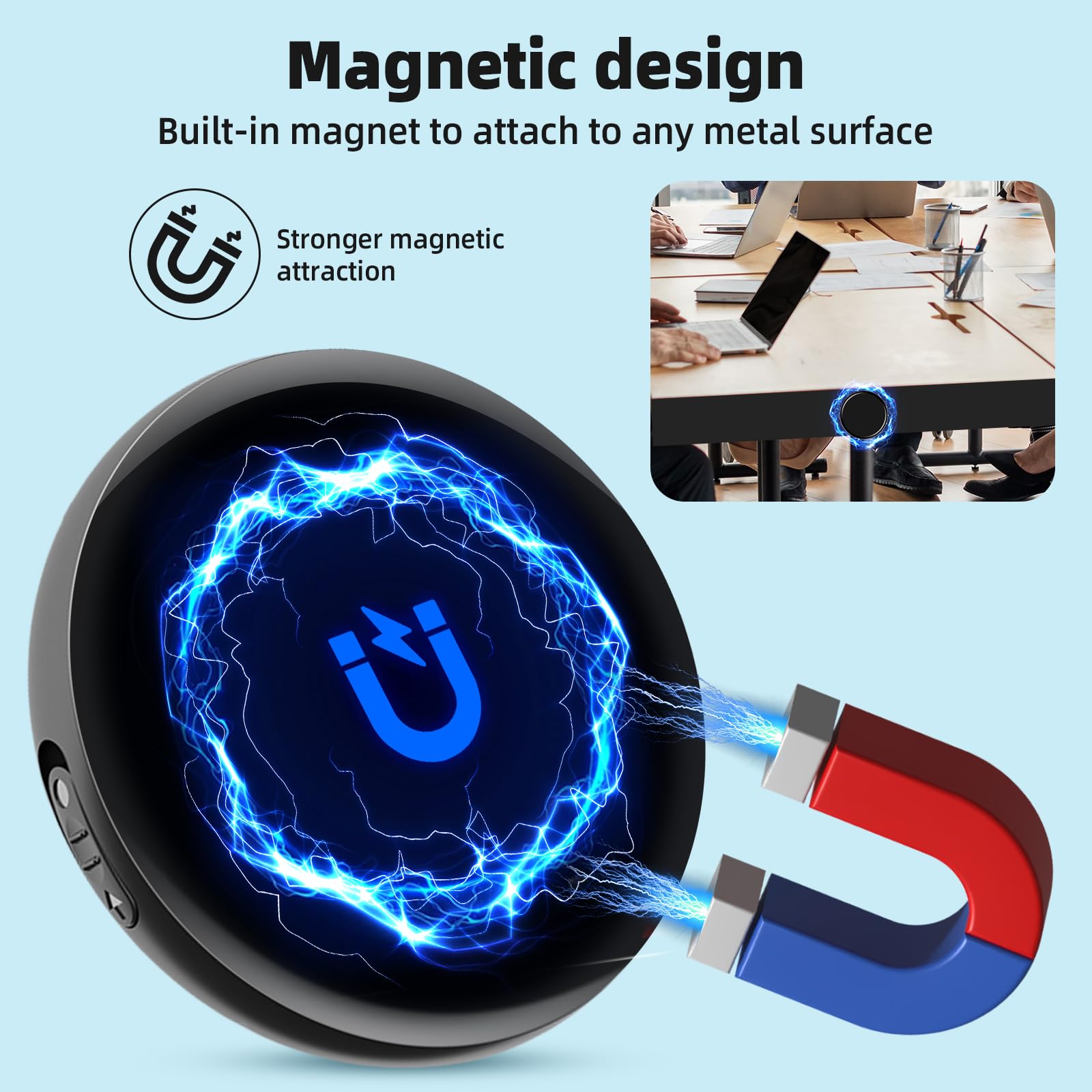 64GB Magnet Voice Recorder mit Spracherkennung und Rauschunterdrückung für Meetings, Interviews, Vorträge und Kurse