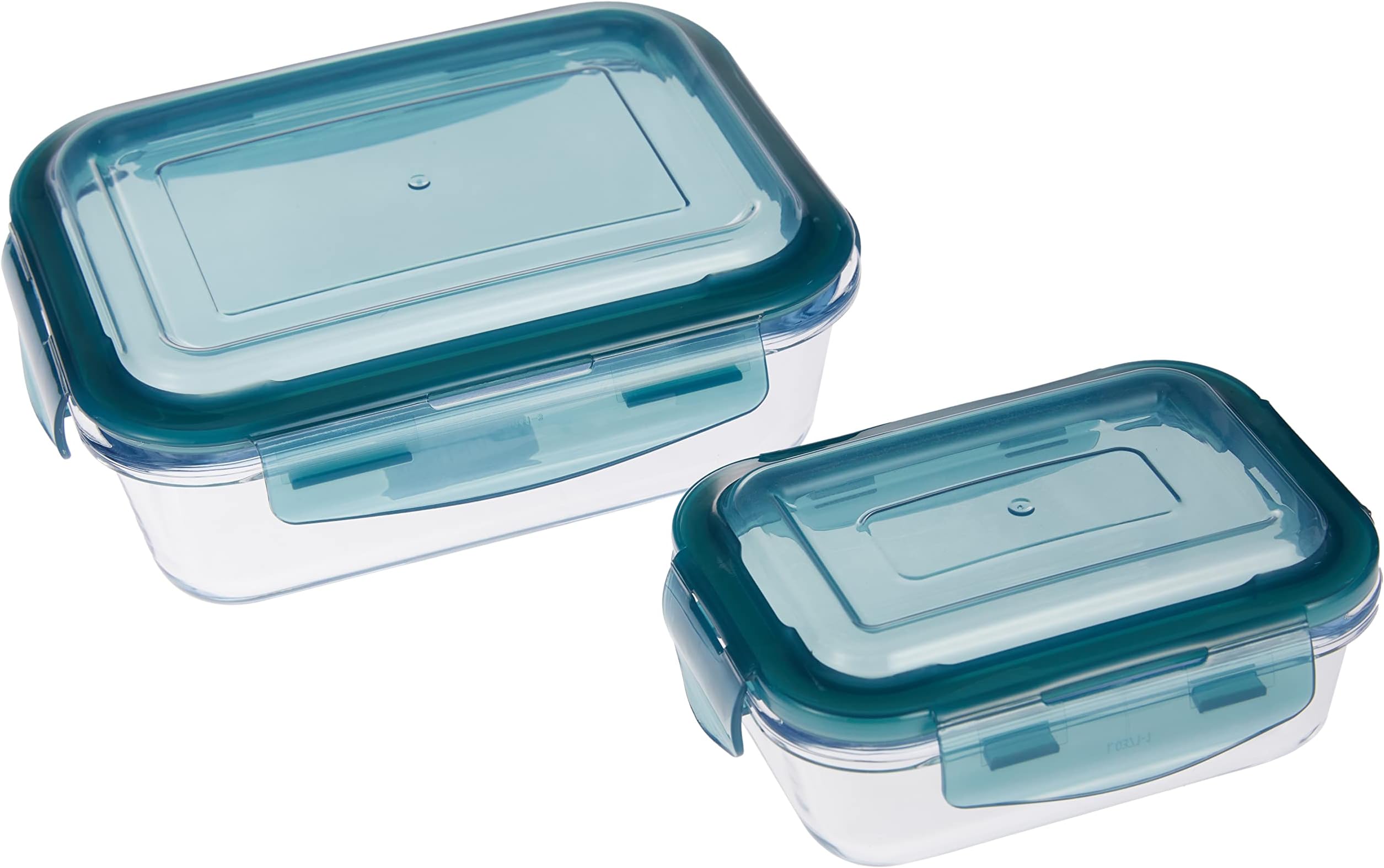 2Pcs Glass Container , Reusable, Airtight Food Storage Tray With Snap Locking Lids , Assorted color , 1000ml and 400ml ,RF9985