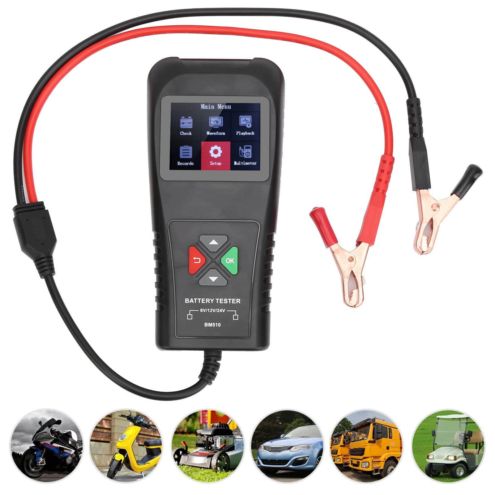 Analyseur d'alternateur 6V 12V 24V avec écran Couleur TFT de 2,8 Pouces, Outil de Diagnostic de testeur de Batterie de Voiture pour vérifier l'état de la Batterie, système de
