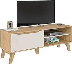 Rack para Tv ate 60" com porta basculante LOTUS cor Carvalho com Off White - Artely