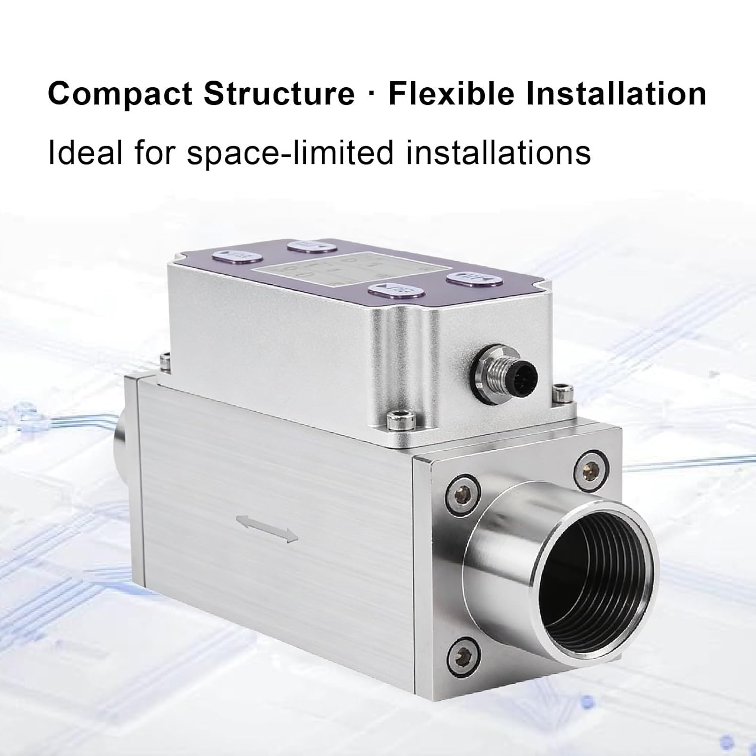 Thermal Mass Tiny MEMS Gas Flow Meter Digital Air Flow Sensor 4-20mA RS485 PNP DC24V High Accuracy Industrial(Air 2-200L-min)