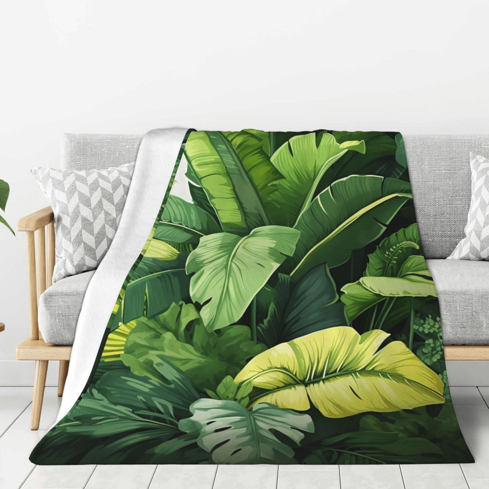 Cute Banana Leaves Throw Blanket Plush Flannel Fleece Blanket, Soft Lightweight Cozy Blankets 40"X30" for Bed Couch Sofa Travel