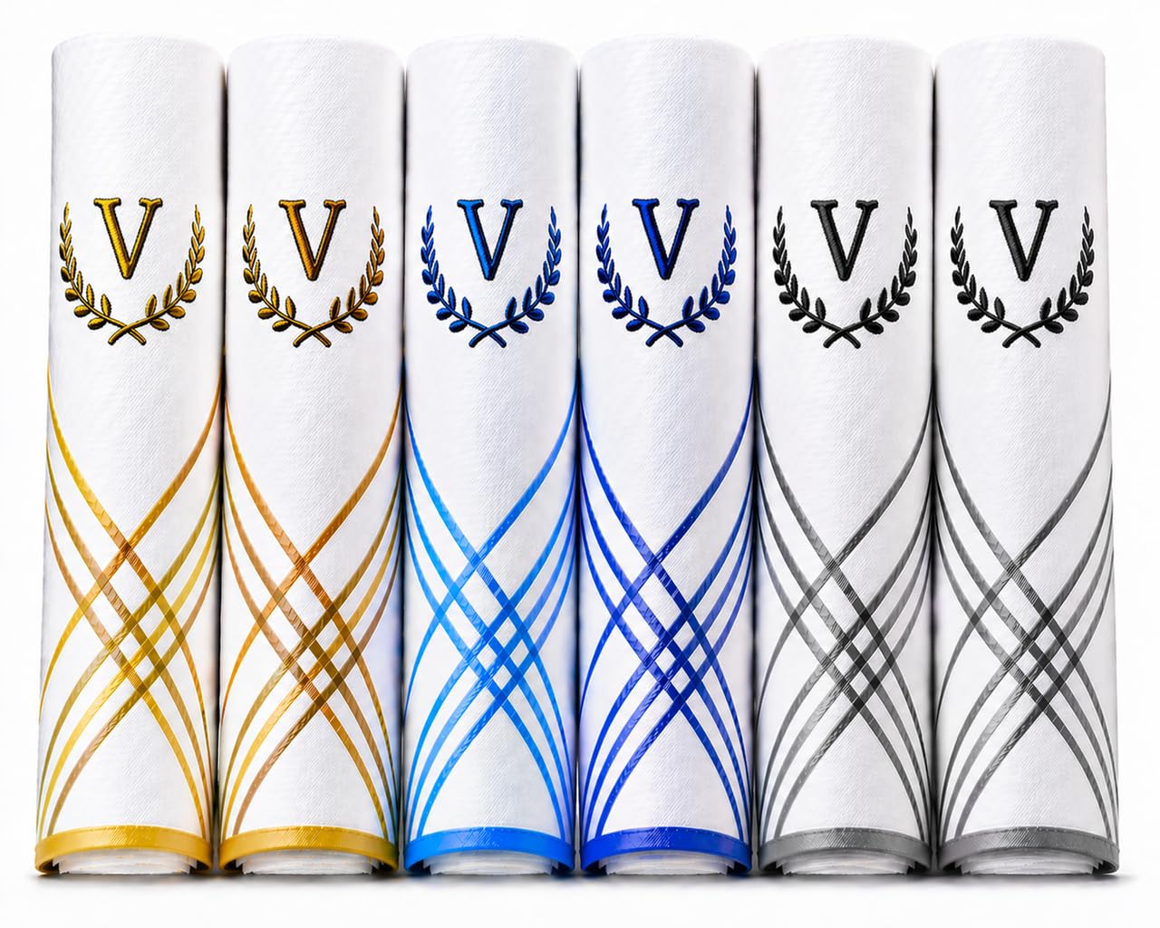 golu molu (Pack of 6 Men's 100% Cotton White Handkerchief Customised with V Initials and Get Customised N95 Mask Free with V Initial-picture-18
