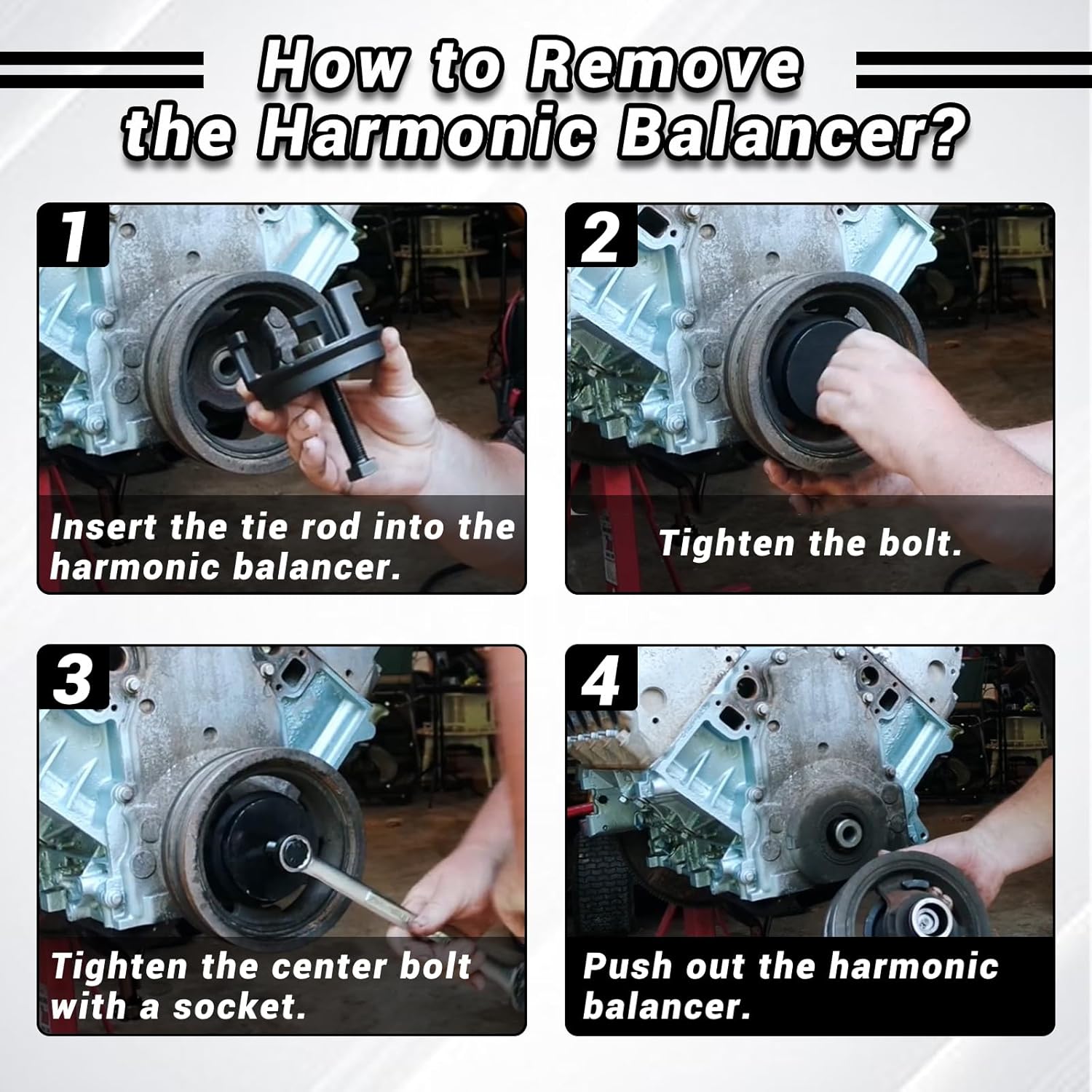 For GM 25264/551141 Harmonic Balancer Puller and LS Harmonic Balancer Installer Fit for GM 1997-UP V8 LS1 LS2 LS3 LS4 LSX LSA LS6 LQ4 LQ9 Crank Pulley Puller and Installer Set for GM LS LT Engines
