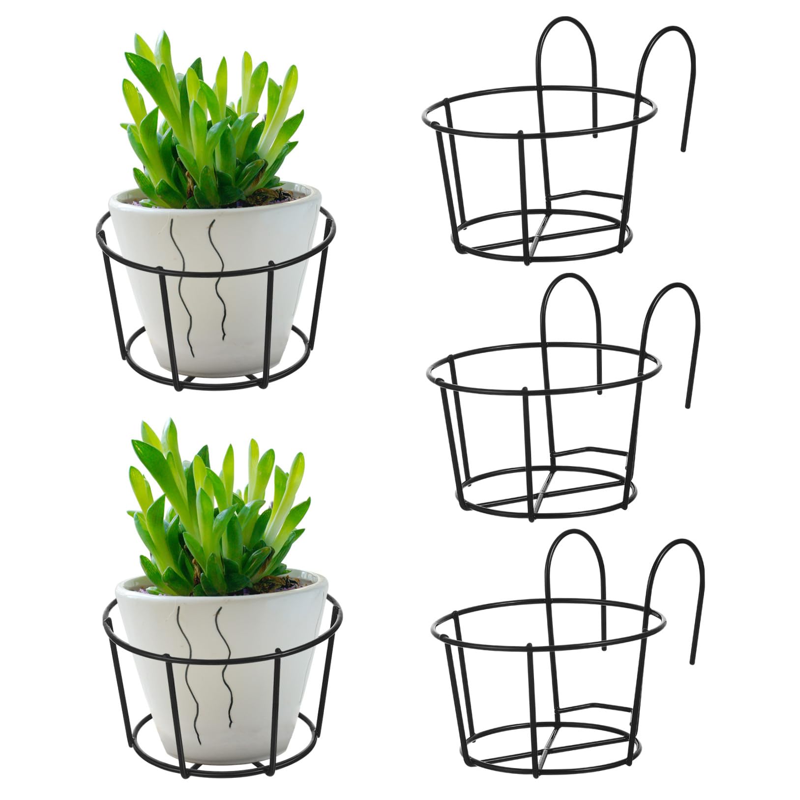 Porta macetas colgante de hierro anticorrosivo de 16x13x9 cm, pack de 5 unidades