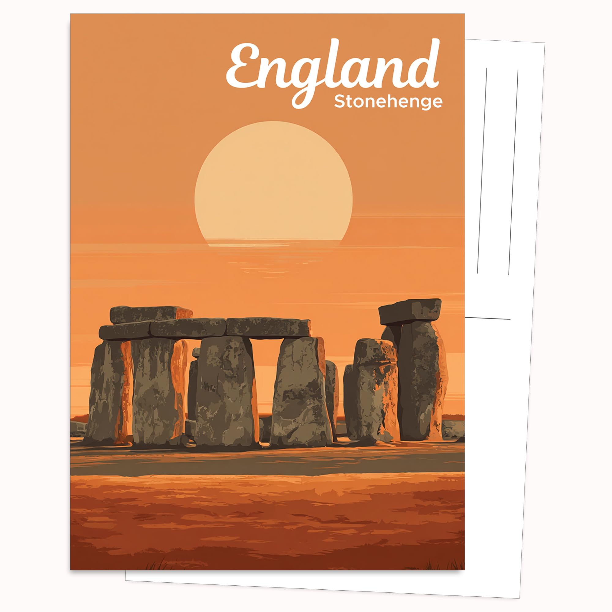 Edition Colibri Postcard - Stonehenge with Sunset | Set of 10 Flat Cards (A6) - Write On Back
