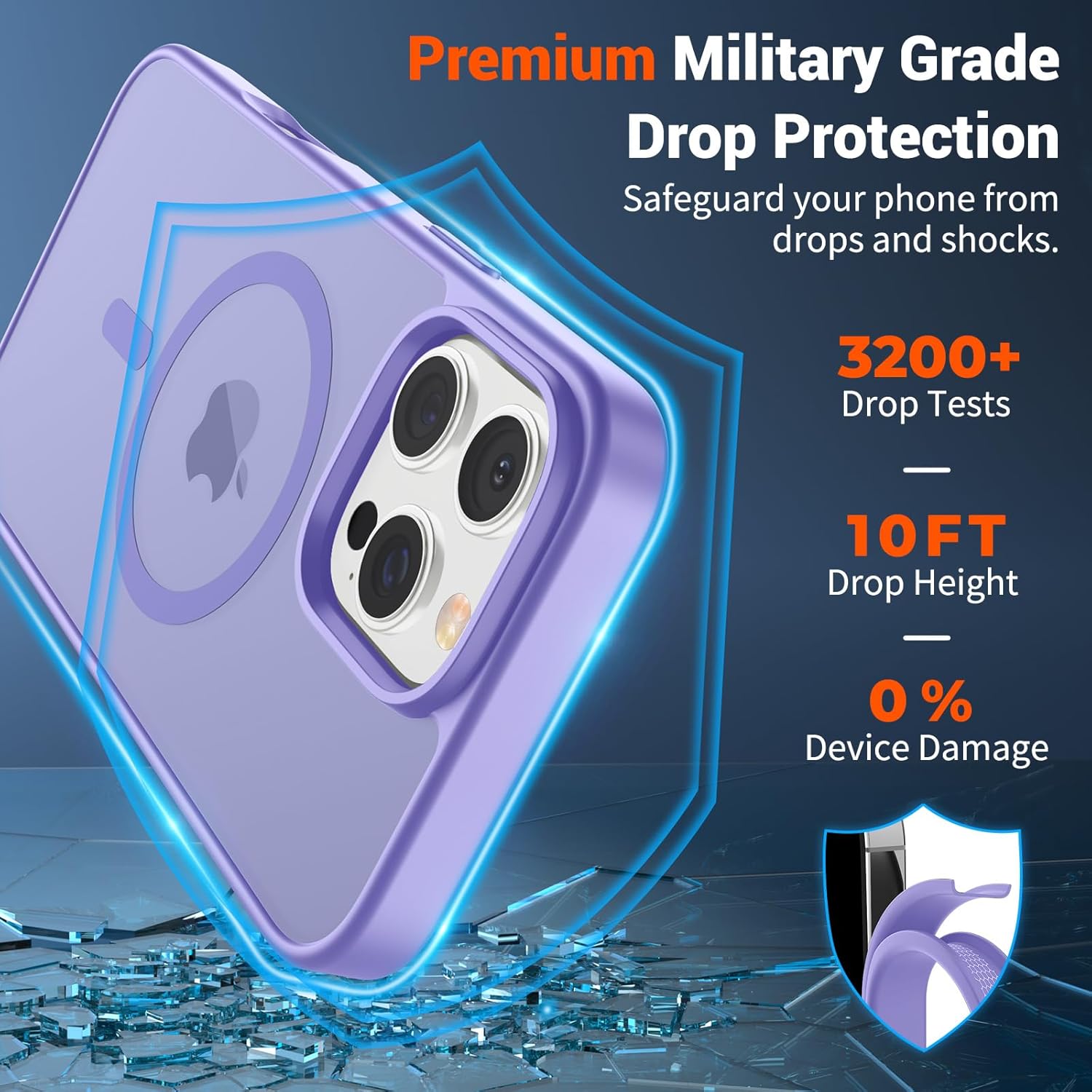 SUPFINE Magnetic for iPhone 16 Pro Case (Compatible with MagSafe) (Military Grade Drop Protection) Slim Translucent Matte Shockproof with Anti-Fingerprint Phone Case,Purple - Image 3