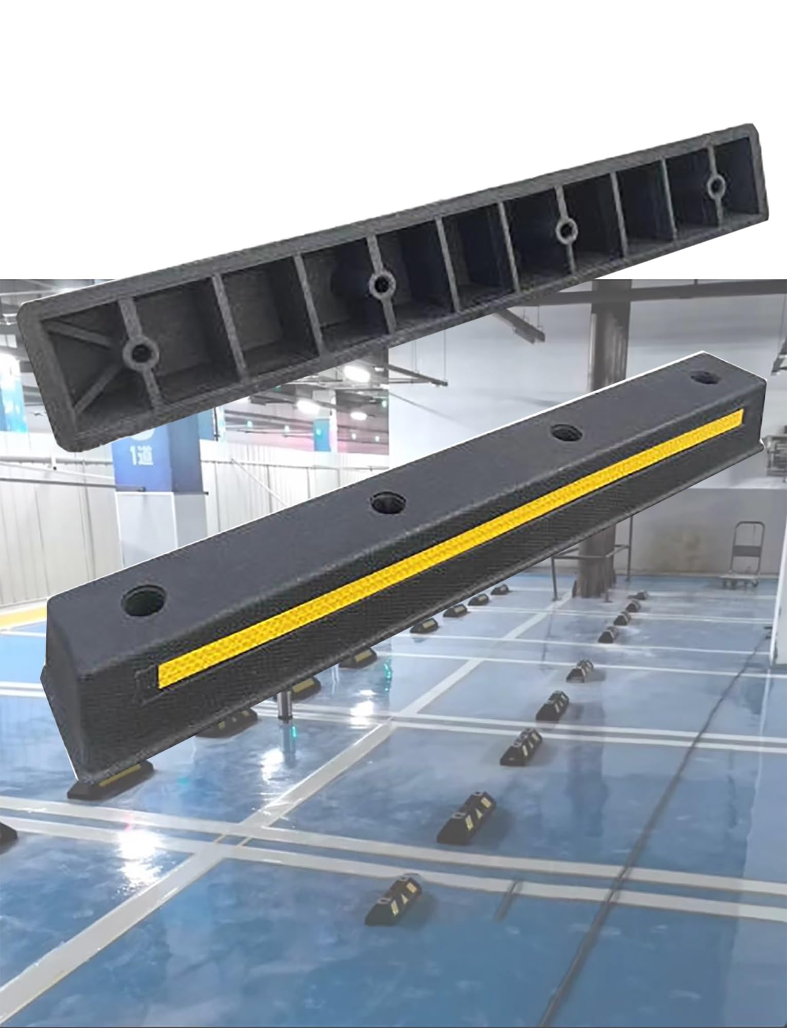 Fermaruota in gomma resistente, blocca spazio parcheggio e protezione per vialetto, garage o lotto, facile installazione, resistente alle intemperie, 100 x 15,5 x 12 cm