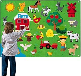 Nanyaciv feltro para crianças,conjunto placas feltro animais fazenda 9,4 m,paresensorial feltro infantil,brinquedos para atividades aprendizagem infantis