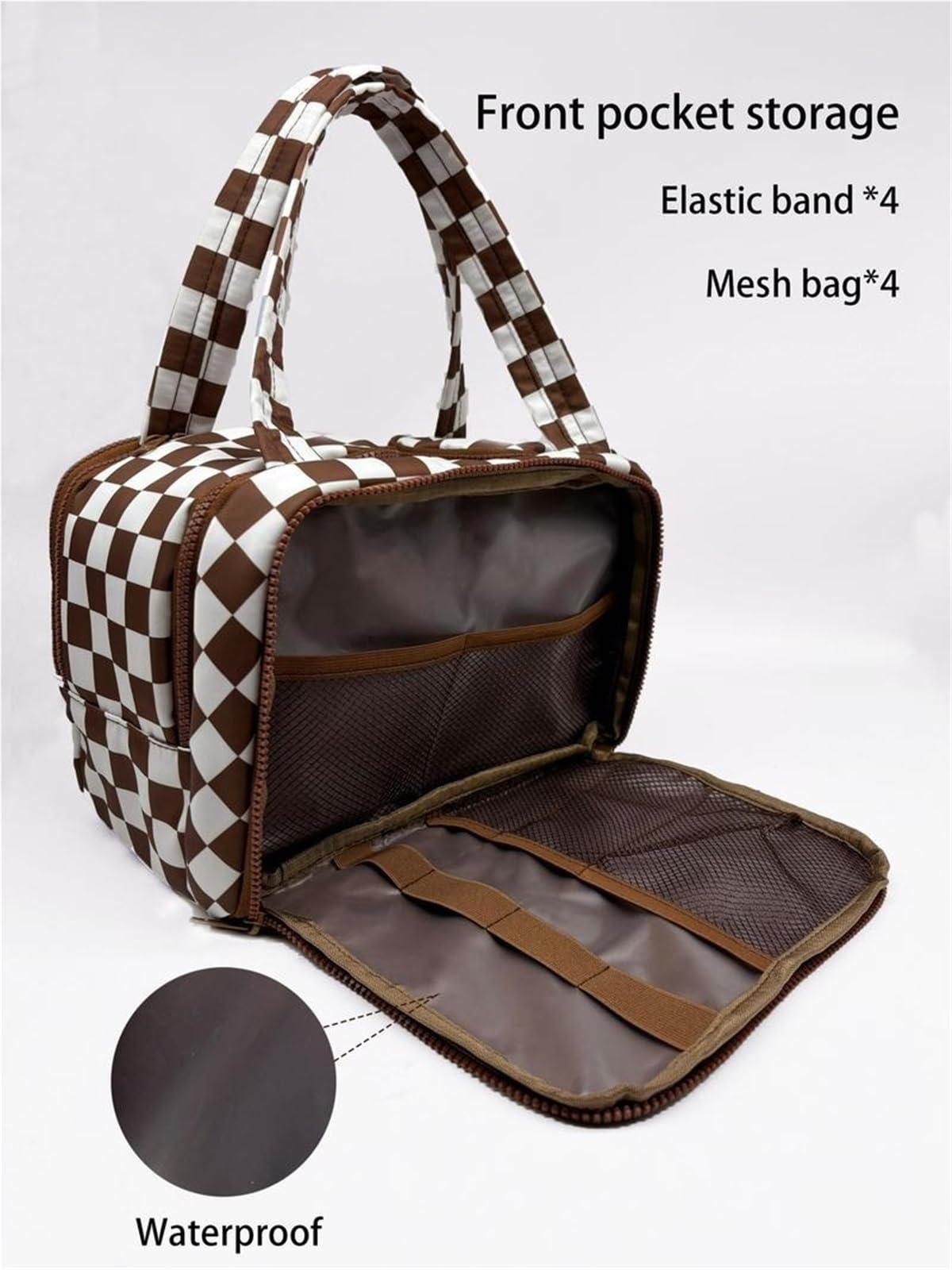 porta trucchi Borsa da toilette da appendere for viaggi di grandi dimensioni, organizer for trucco a scacchi, borse da toilette, organizer for donne e ragazze beauty case