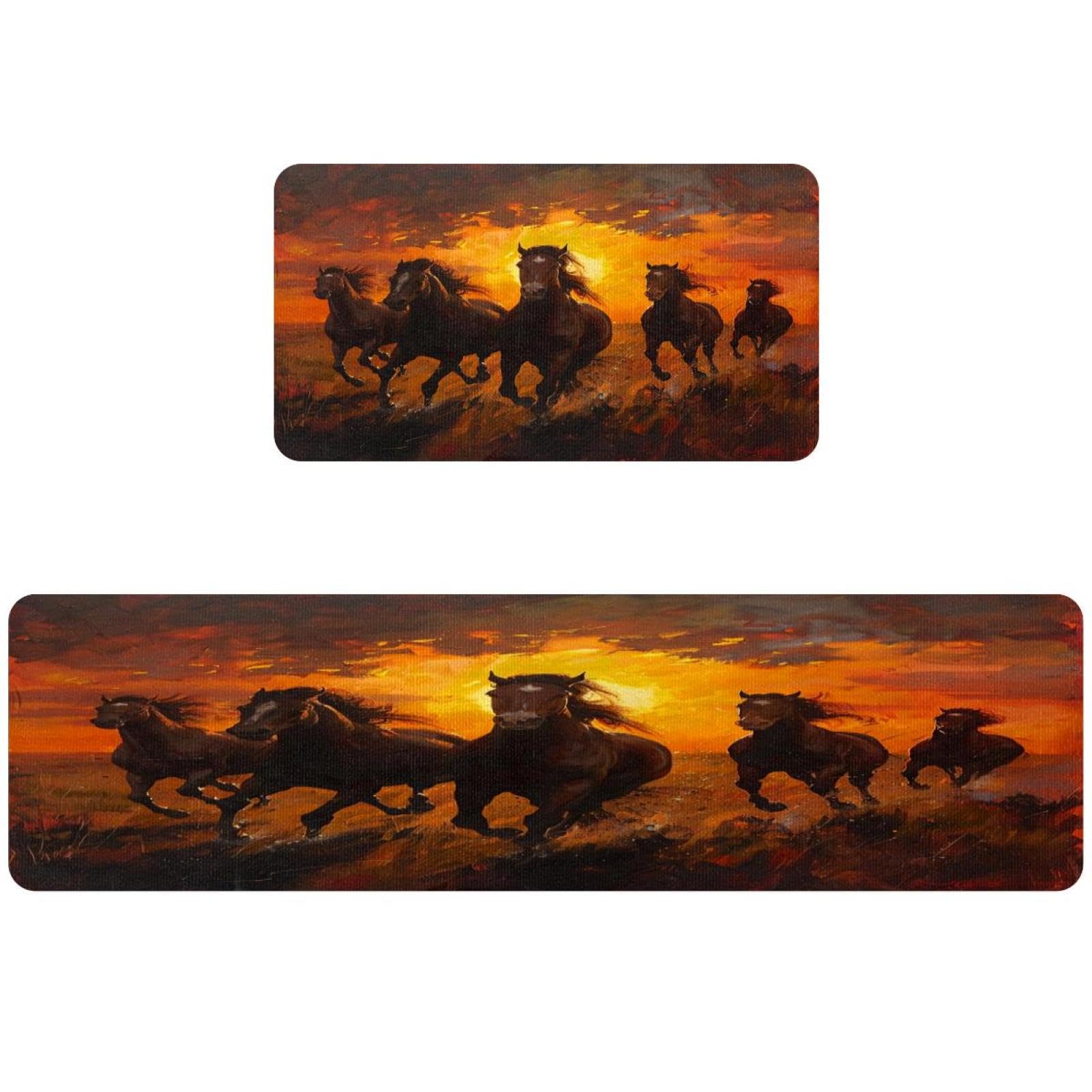 Tapetes de cocina absorbentes de dos piezas con diseño de caballos