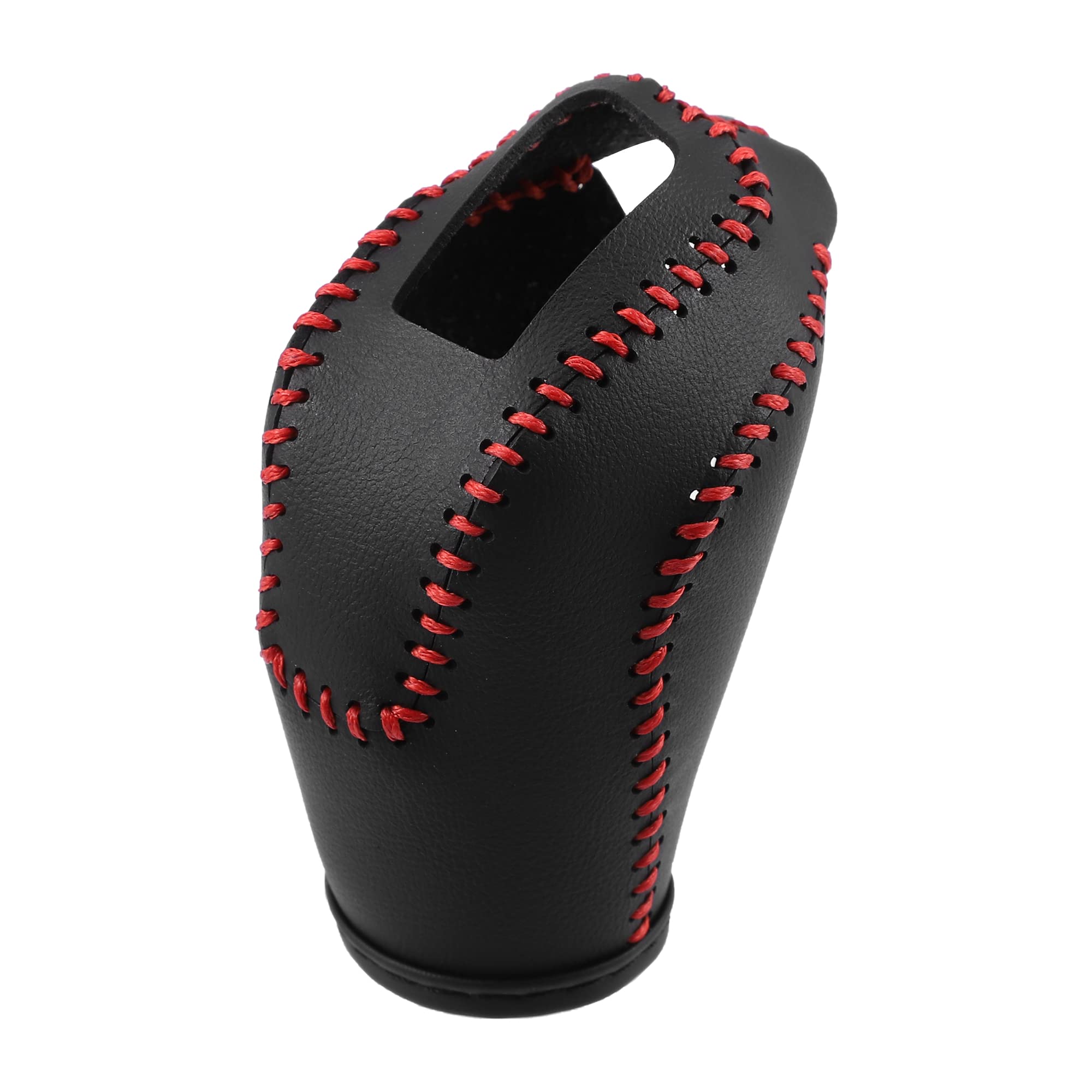 A ABSOPRO Gear Shifting Knob Cover Automatic Transmission Lever Trim for Volkswagen Taos 2022-2023 Faux Leather Black Red