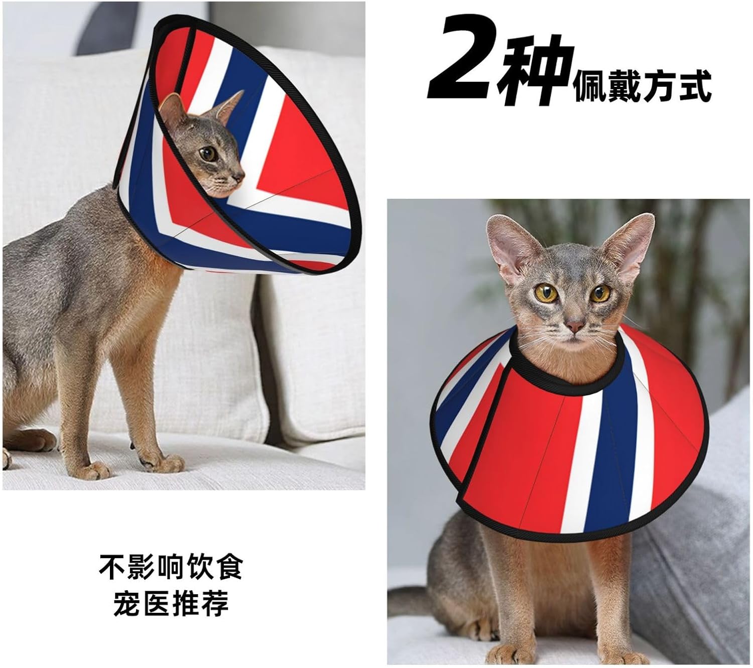 Custom Pet Cones - Unique Design Cat & Dog Cone, Collar for Post-Surgery Recovery, Adjustable Neck Norwegian Flag Medium