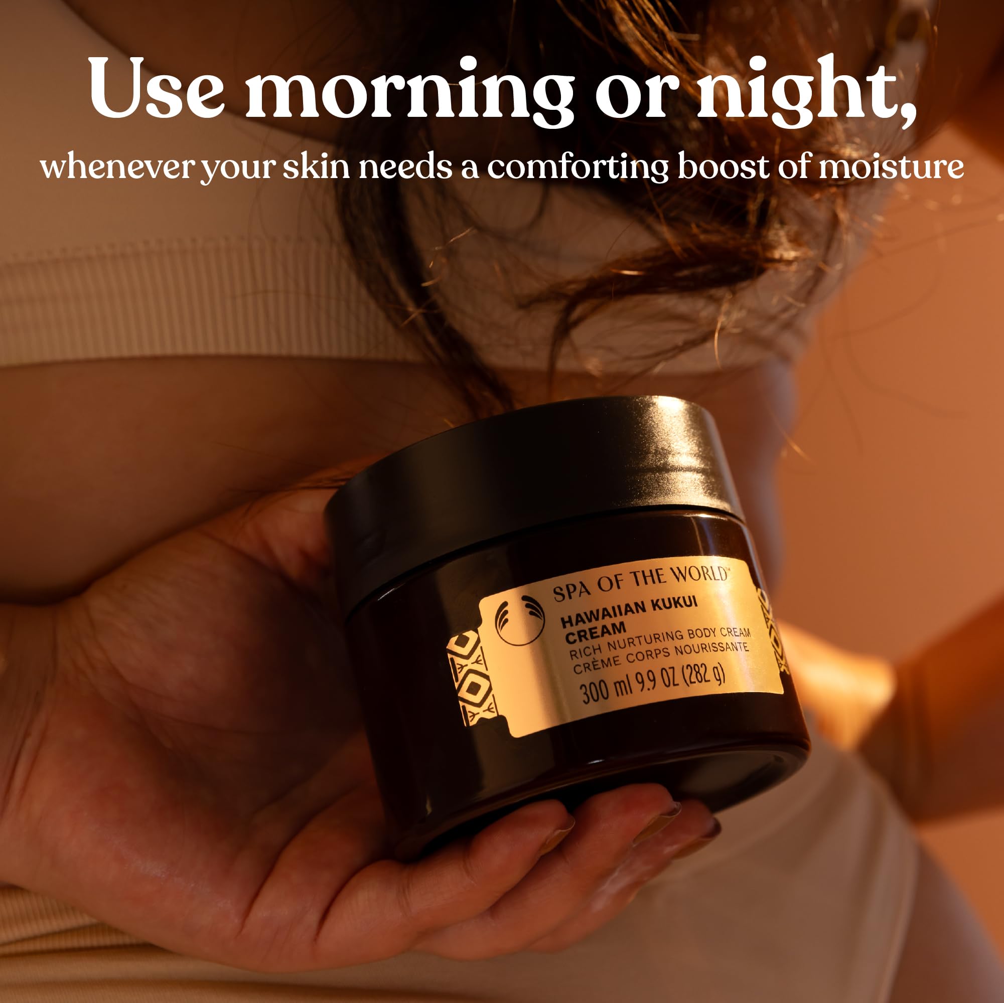 The Body Shop Spa of the World Hawaiian Kukui Body Cream (1 x 300 ml), luksusowy krem do ciała z olejkiem kukui, masłem shea i olejkiem z orzechów brazylijskich, bogaty krem z kwiatów dla aksamitnej