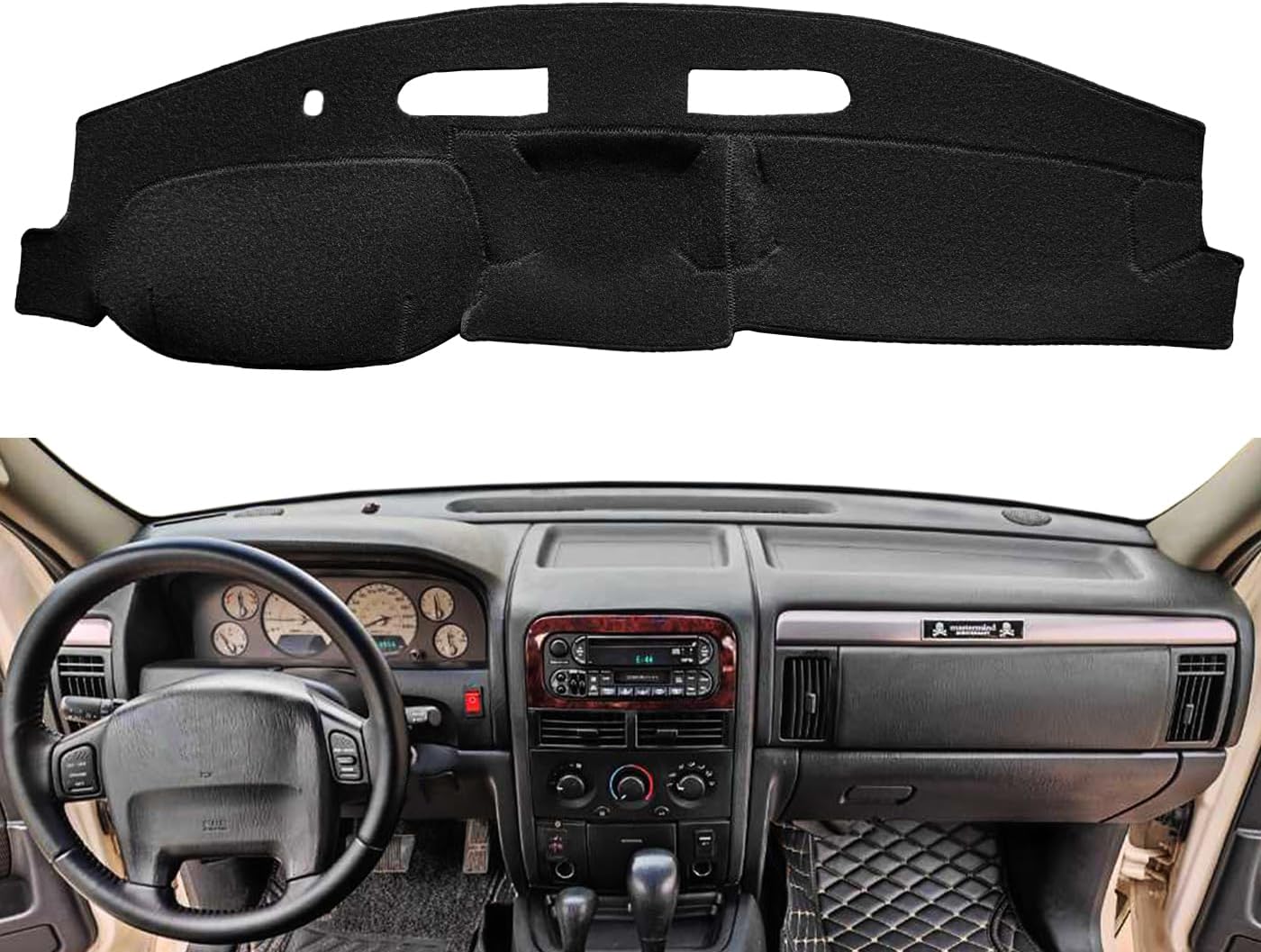 Dash Cover Mat Custom Fit for Jeep Grand Cherokee Dashboard Pad Cap Carpet Protector K196 (Black)