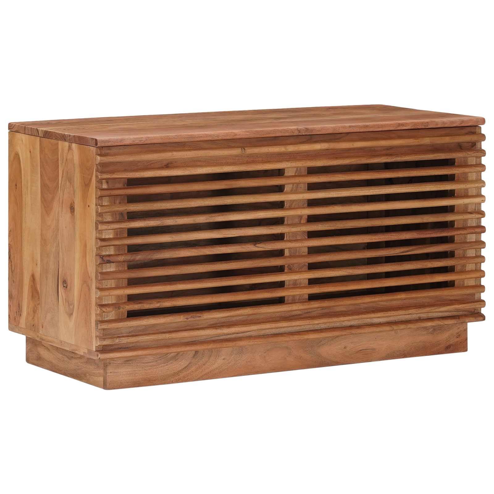 Aufbewahrungsbox Akazienholz Natur 85x40x46 cm | Massivholz und Holzwerkstoff, offenes Design, für Zeitschriften und Decken, 1 Stück