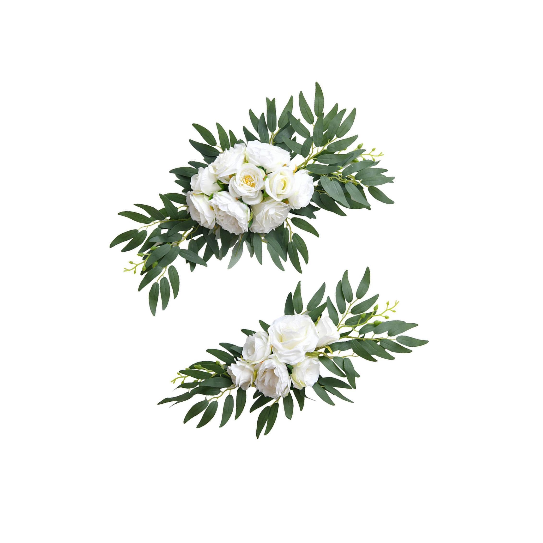 Zambuph Charming Artificial Floral Swag Wedding Flowers Unique Silk Arrangement Essential For Home Decoration And Ceremony Centerpieces Artificial Floral Swag, White
