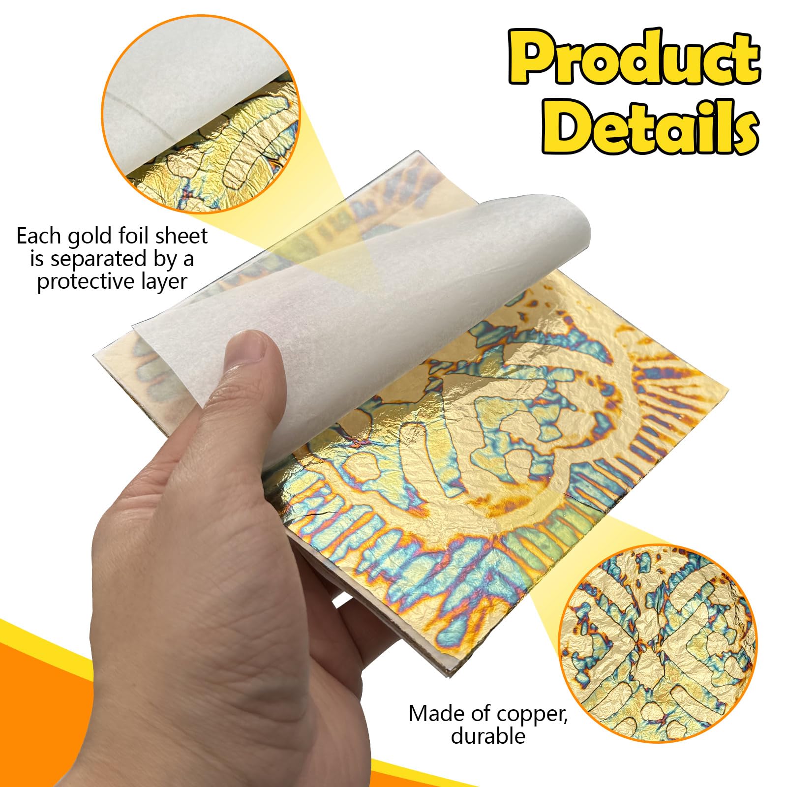 Modixun Variegated Gold Leaf Sheets 50pcs - Image 3