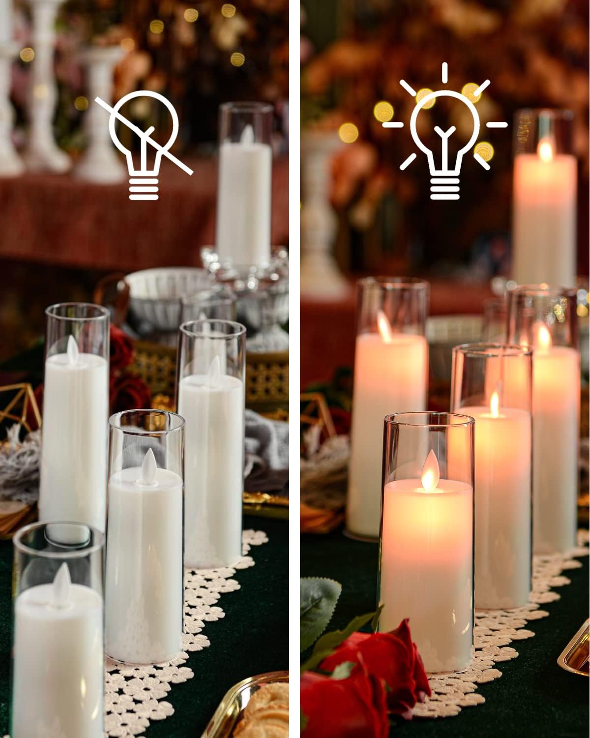 kakoya Flickering Flameless Candles Battery Operated with Remote and 2/4/6/8 H Timer Plexiglass Led Pillar Candles Pack of 9 (D2.2"xH 5"6"7")with Realistic Moving Wick Candles for Home Decor(White) : Tools & Home Improvement