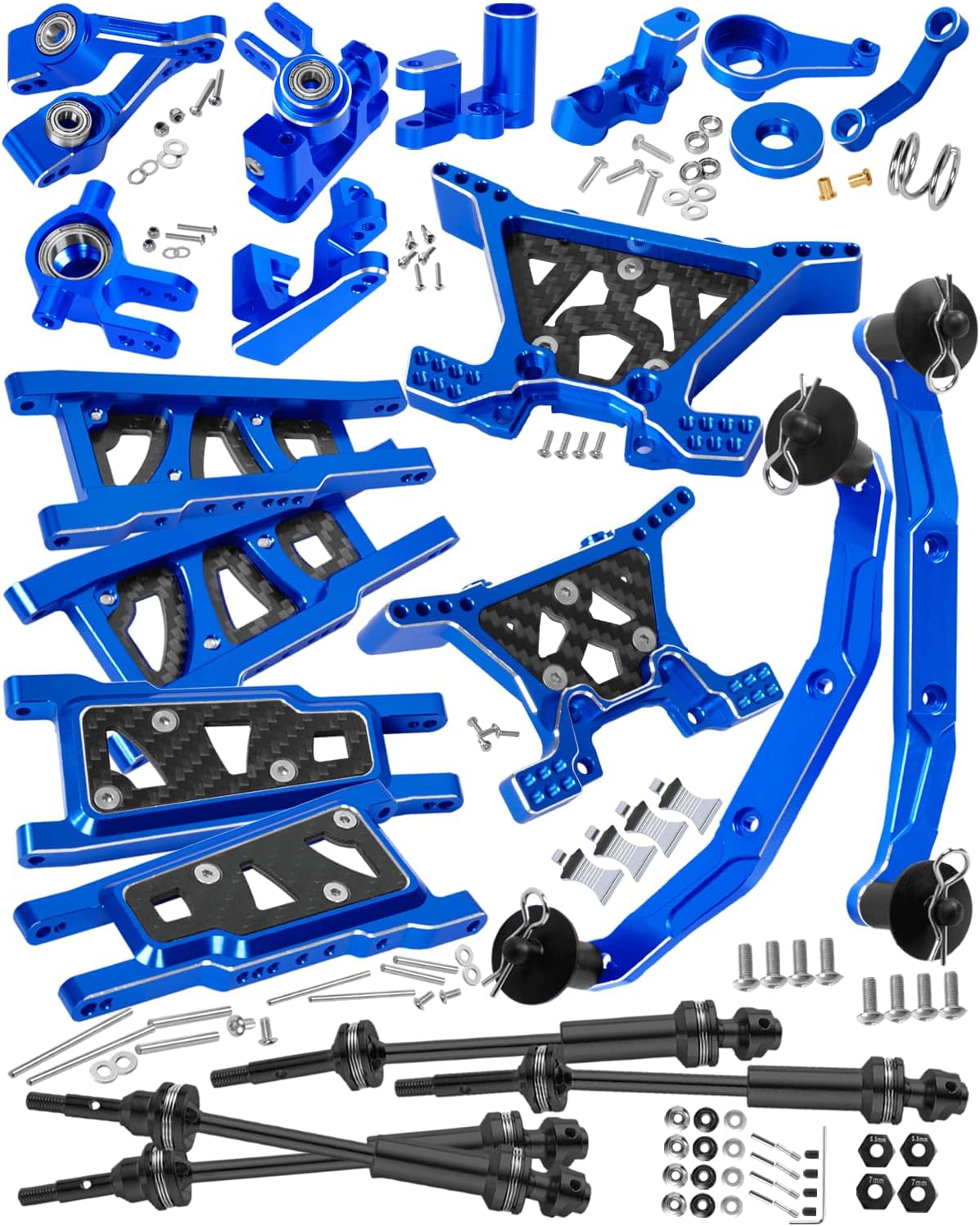 RC Upgrades Part for 1/10 Slash,Suspension Arms,Shock Towers,Body Mount,Caster Block,Steering Blocks,Rear Stub Axle Carriers,Steering Block,Driveshaft,Navy Blue