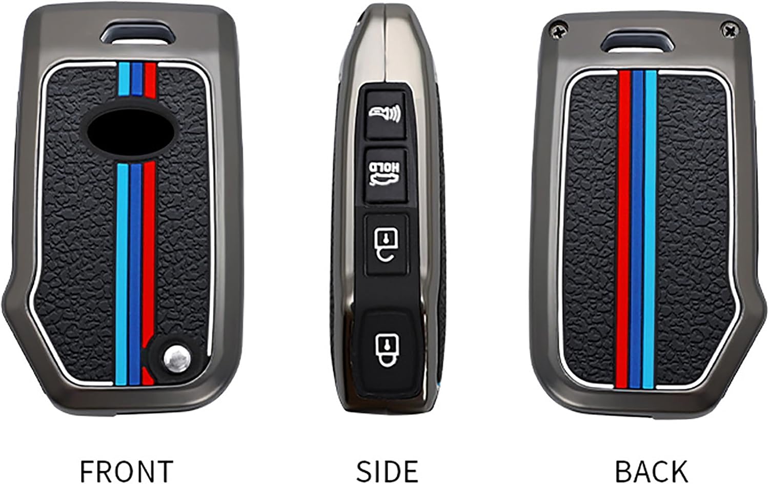ontto 4-button Key Fob Shell Fit for Kia Flip Folding Key Remote Metal Car Key Holder Silicone Key Case for Seltos Forte Niro Sportage LX Soul Sorento Telluride K5 K3 Sonet Black image 3