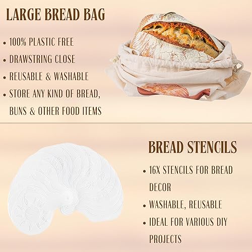 Miniatura 9 de Banneton - Juego de 2 cestas de prueba de pan, cestas ovaladas de 10 pulgadas y redondas de ratán de 9 pulgadas, suministros para hornear pan con