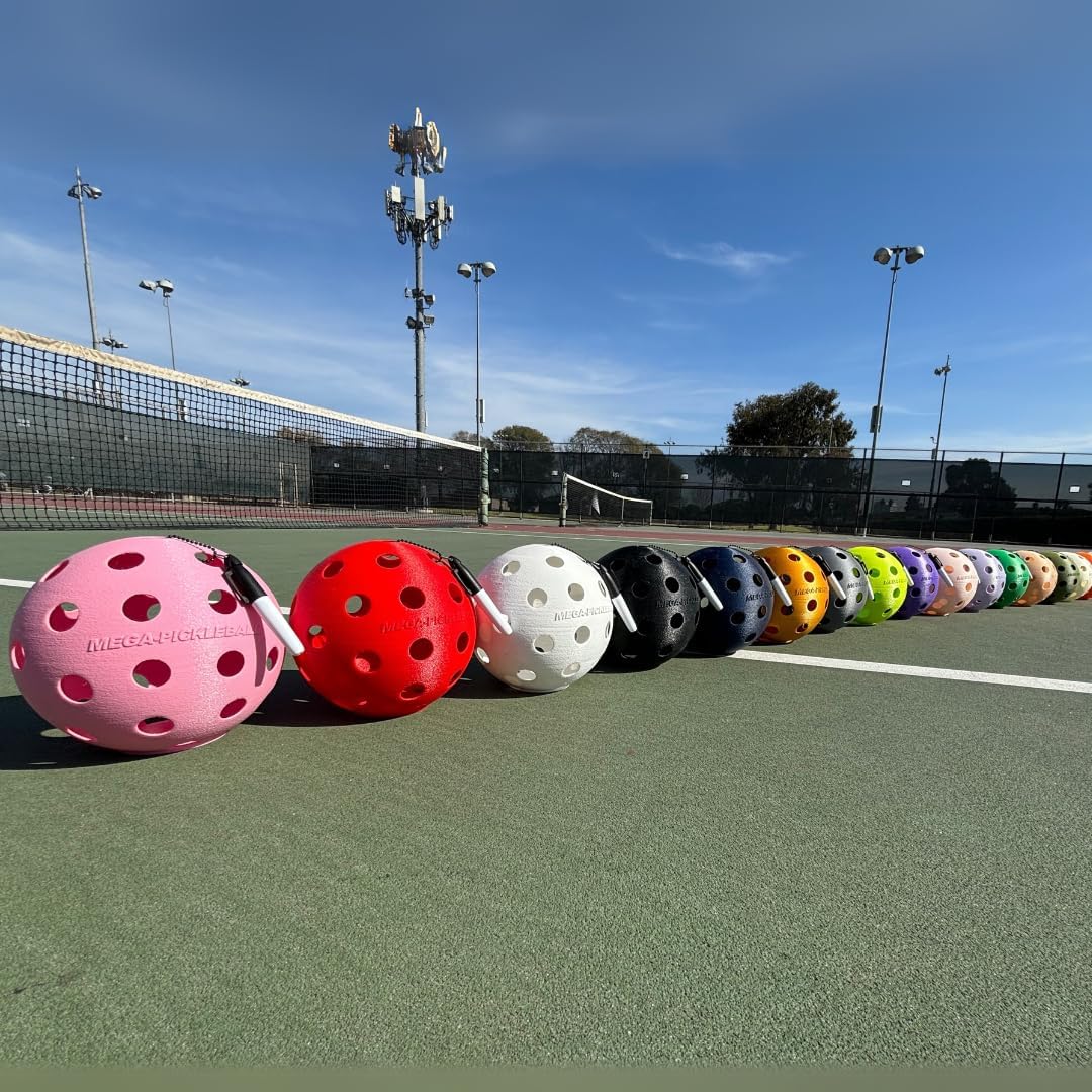 MEGA-Pickleball, Signature Ball with Marker, Flat Bottom Design, Pickleball Gift, Autograph Keepsake, 6.5" x 6.5" x 6" Inches, Sports Gift, Mulitcolor Ball Options, Made in USA, 3D PETG