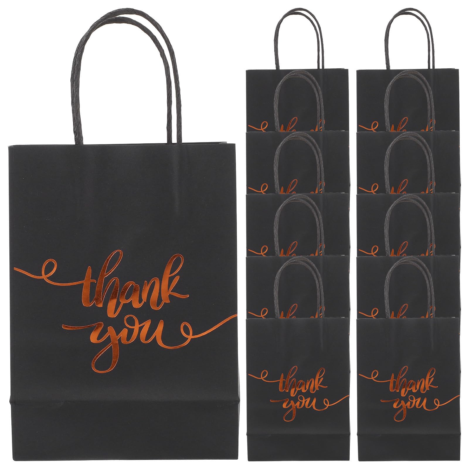 Bolsas decorativas de papel kraft negro premium con asas reforzadas para tiendas y boutiques 8