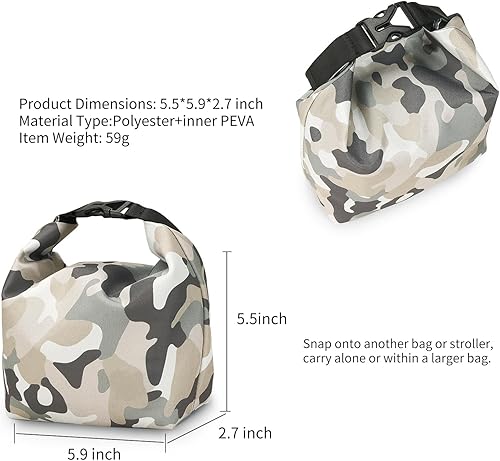 Miniatura 2 de MOV COMPRA Bolsa aislante para refrigerios, bolsas reutilizables para sándwiches y aperitivos, a prueba de fugas, bolsa de almuerzo pequeña para