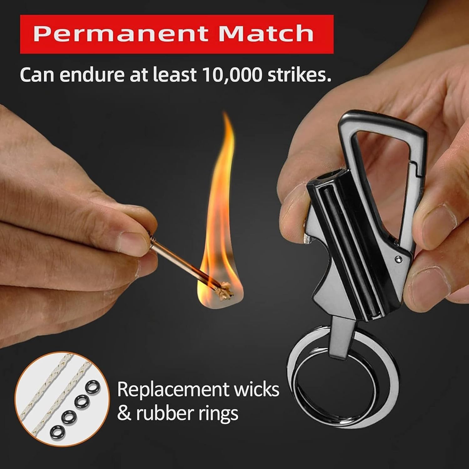 Waterproof Kerosene Lighter Match Infinity Lighter Refillable Matches Lighters Portable Push - Pull Buckle Design for Outdoor BBQ Hikers Campers(2-Pack 2)