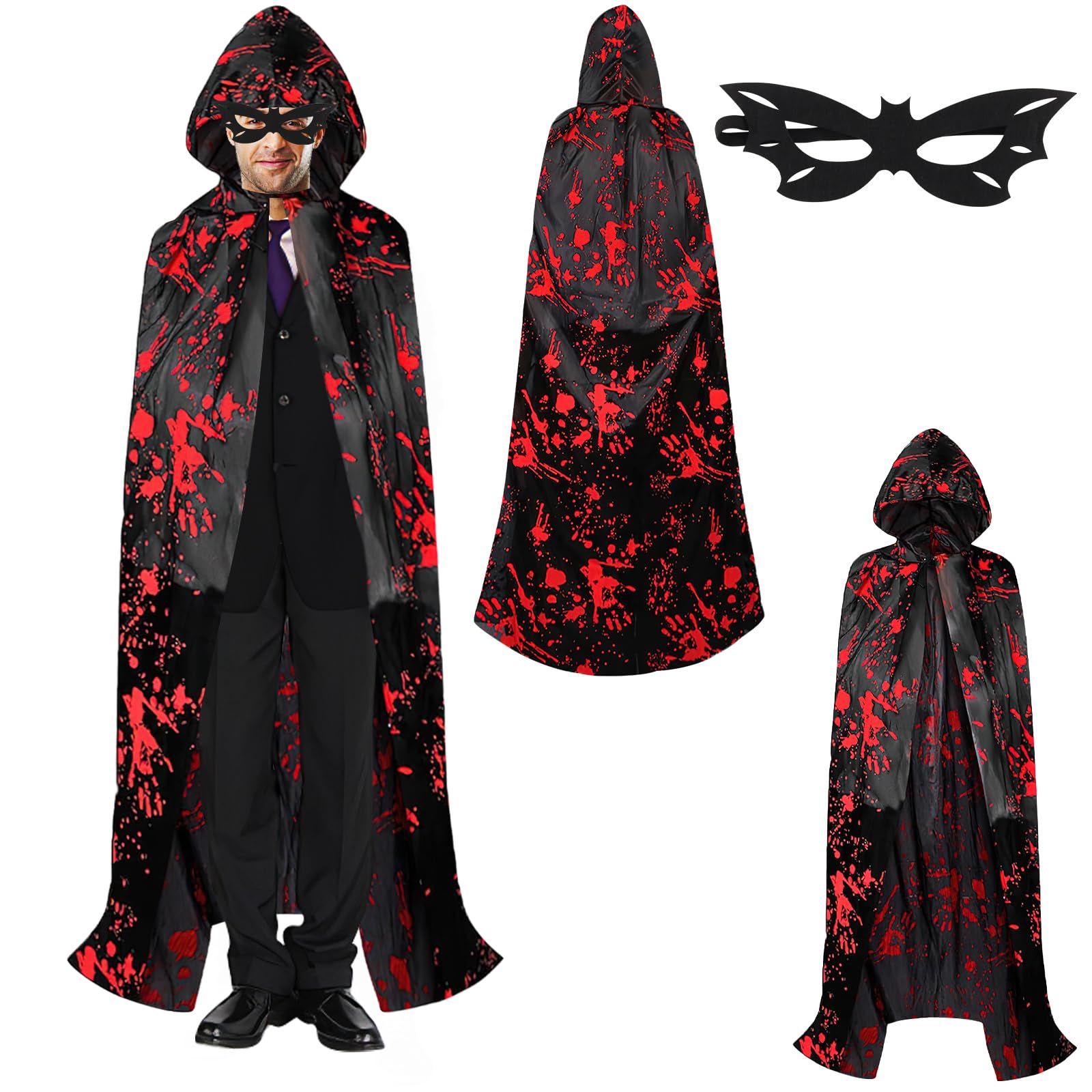 Hyran Vampire Hooded Cloak Red Black Cape Halloween Vampire Cloak Vampire Cape Black Red Cape for Halloween Carnival Costume Vampire Cosplay Party