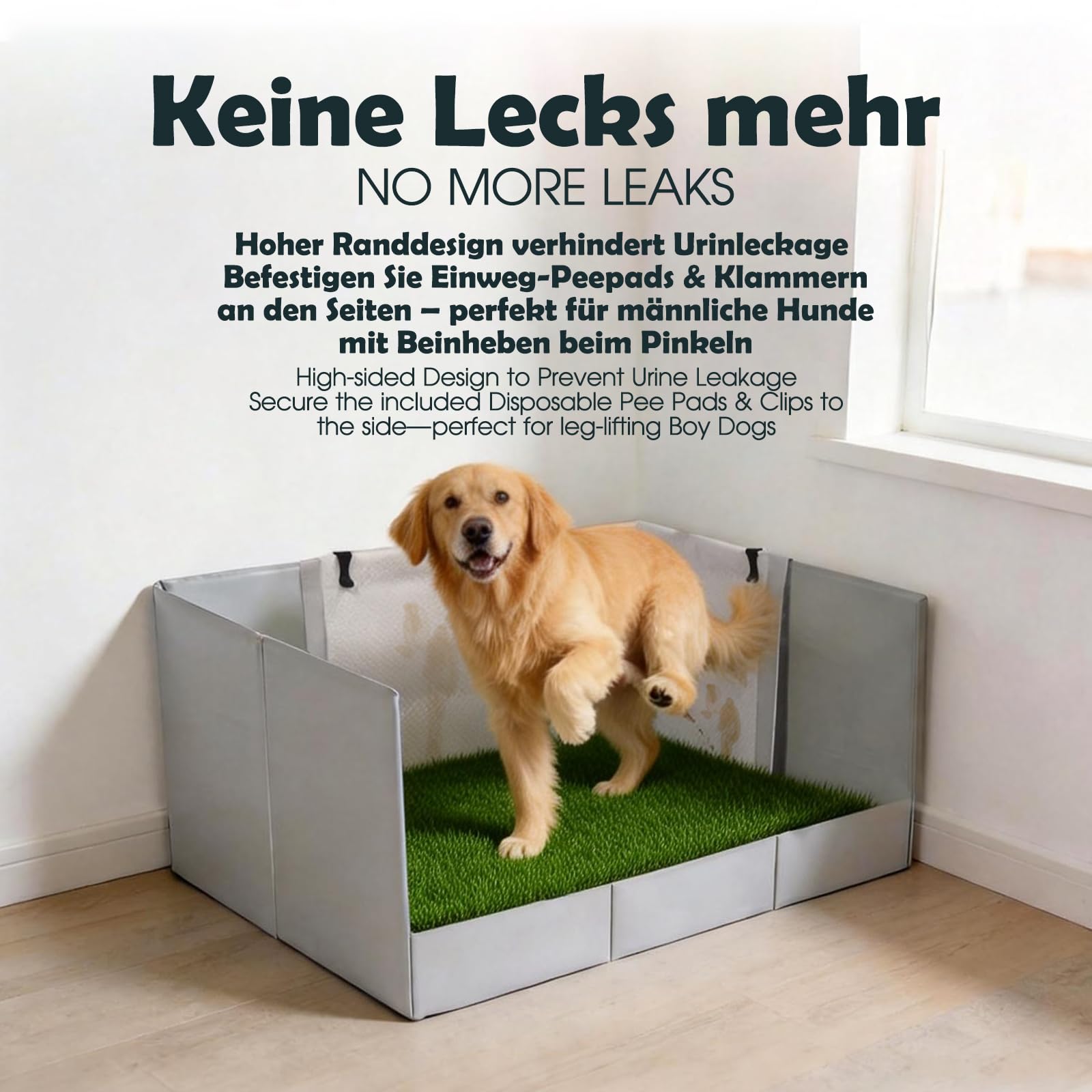 MEEXPAWS Hundetoilette Hundeklo Kunstrasen 111x84x40cm Hundetoilette für große Hunde Wohnung Faltbar Blau