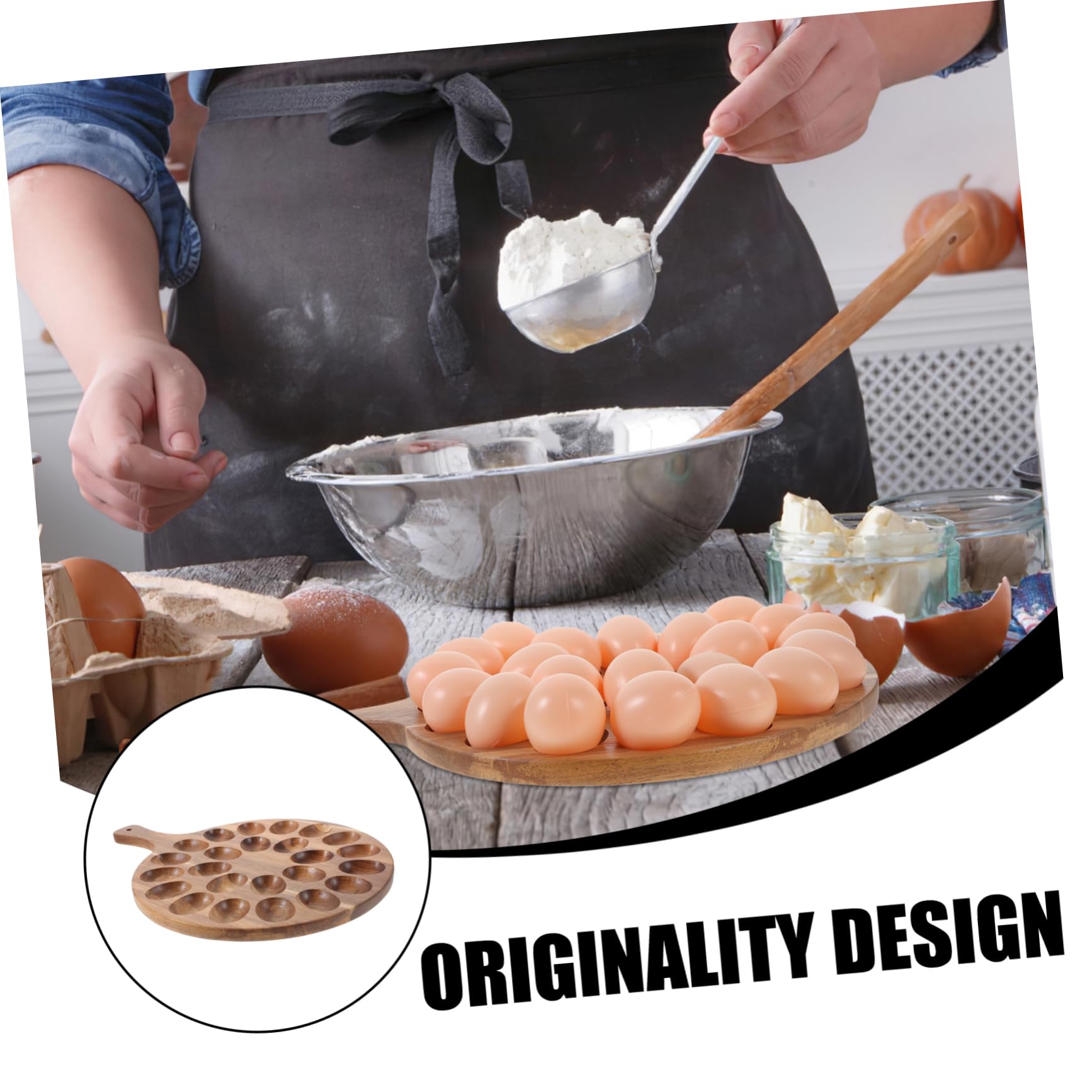 Cabilock Wooden Deviled Tray Elegant Storage Holder for Easter Celebrations Design Multi-functional for Home and Kitchen Use