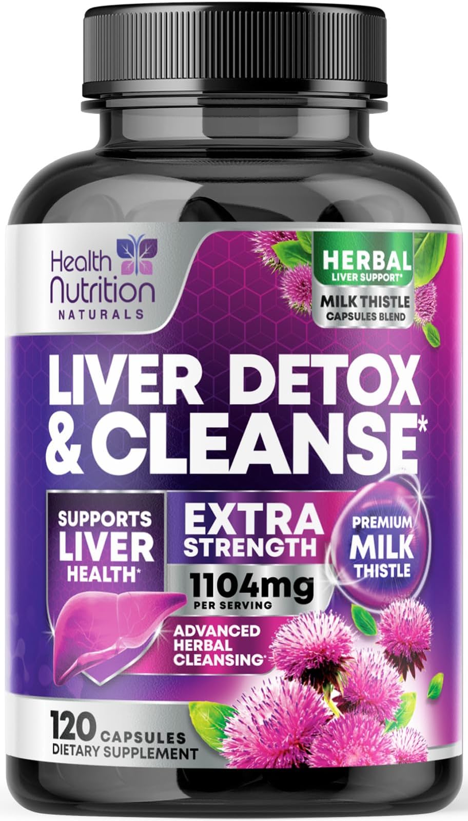 Gentle Liver Cleanse Detox & Repair Formula - Advanced Liver Support Supplement with Silymarin Milk Thistle, Dandelion Root, Artichoke Extract, Turmeric, Choline, & Beetroot - 120 Veggie Capsules
