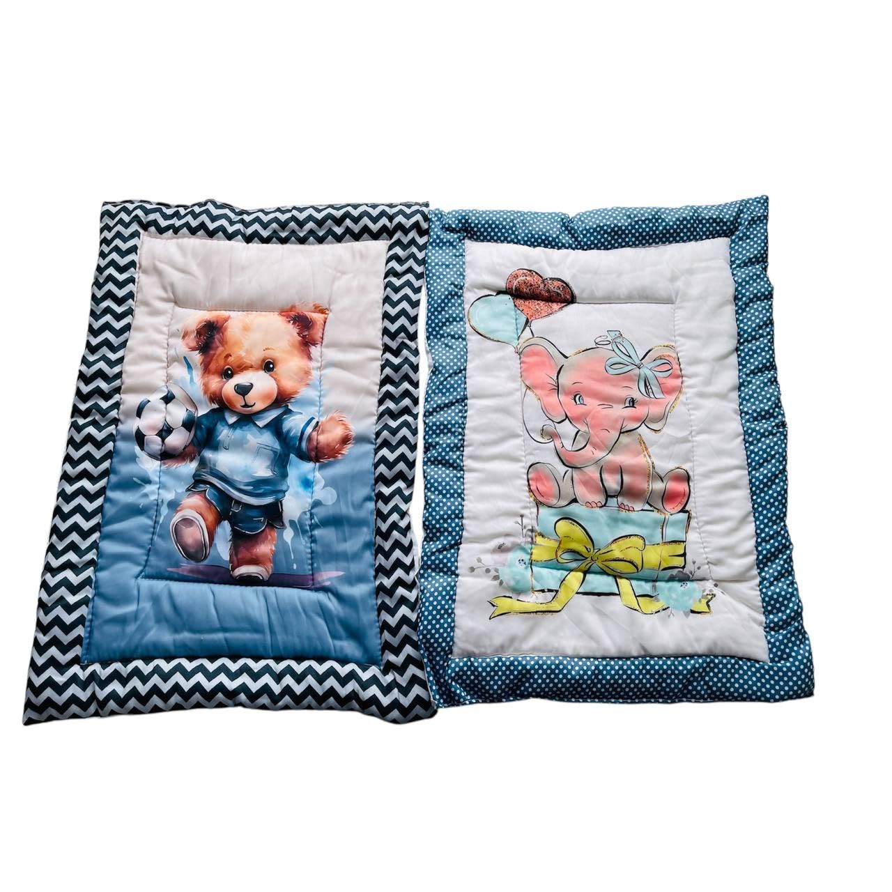 Baby Mattress | Sleeping Mat | New Born Supper Soft Mattress |Godadi | Quilt | Cotton Sleeping Mat for New Born Baby Godadi for New Born (0-2 Year) Pack of 2 (Elephent-Bear)