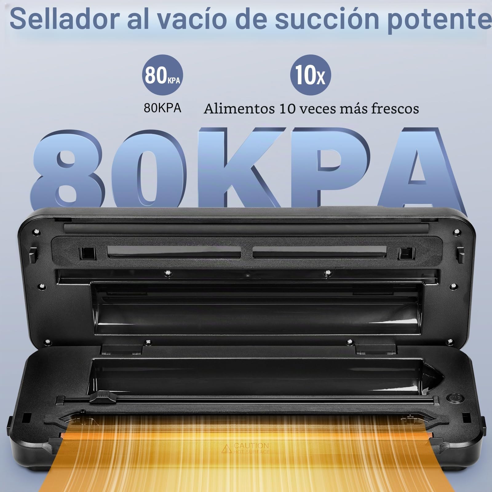 Envasadora al Vacio Domestica,80KPA Domestica 8-en-1 Maquina Envasar al Vacío Profesional Modos de Alimentos Seco y húmedos,cortador de pasta incorporado,10 bolsas de envasado al vacío (Plateado)