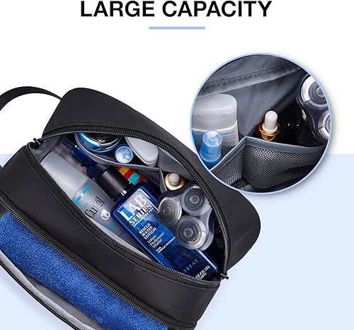 Miniatura 4 de BAGSMART Neceser de viaje para hombres, kit Dopp resistente al agua, bolsa de afeitar para accesorios de aseo personal, Gris, BásicoOcio