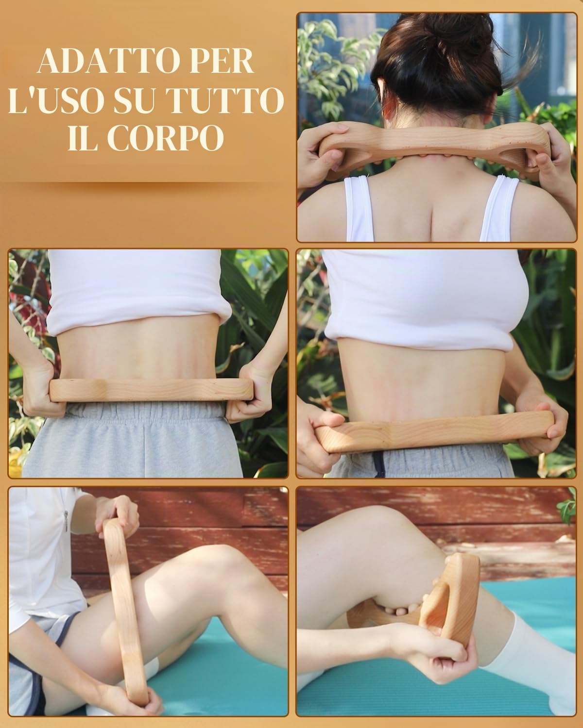 ONUEMP Strumenti per massaggi per terapia del legno, spazzola sottile per il corpo massaggiatore cellulite, kit per maderoterapia Colombiana per drenaggio linfatico, scolpire il corpo, rilascio