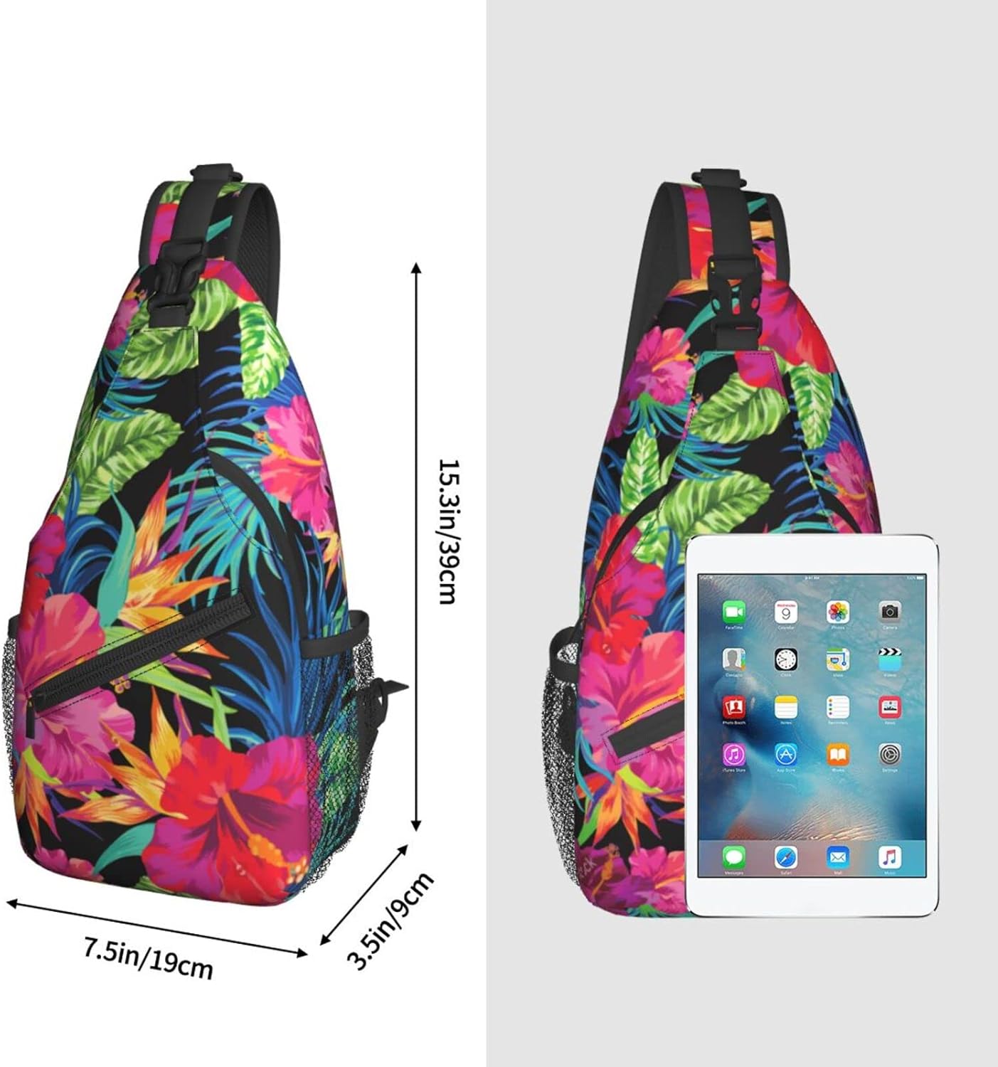 Tropical Hawaiian Flower Sling Bag Crossbody Travel Hiking Chest Backpack Shoulder Daypack for Men Women - Image 3