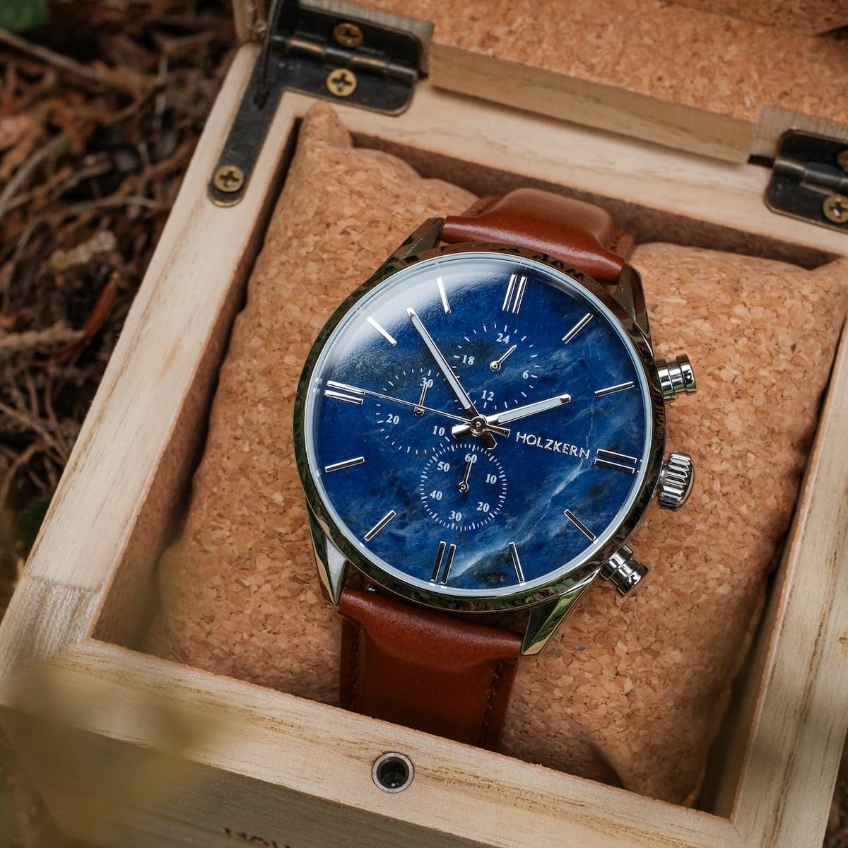 HOLZKERN Herrenuhr Chronograph Naturalist Marmor/Silberfarben 9010631007300