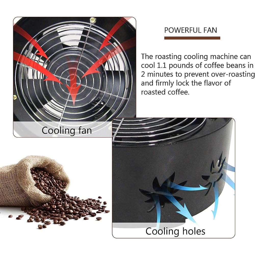 QUTBAG Raffreddatore di Chicchi di caffè Elettrico, Dispositivo di Raffreddamento per tostatura dei Chicchi di caffè con Sistema di Raffreddamento rapido e Filtro a Doppio Strato