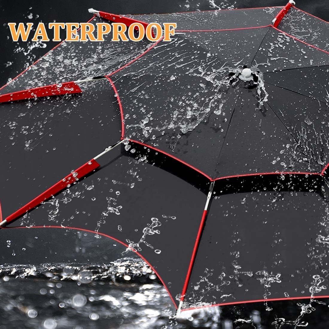 Odporny Na Wiatr Parasol Wędkarski Na Zewnątrz 8,5 Stopy / 260 Cm Parasol Plażowy Osłona Przeciwsłoneczna Parasol Ogrodowy Chroniący Przed Promieniowaniem Uv, Black red, 2.2M/7FT