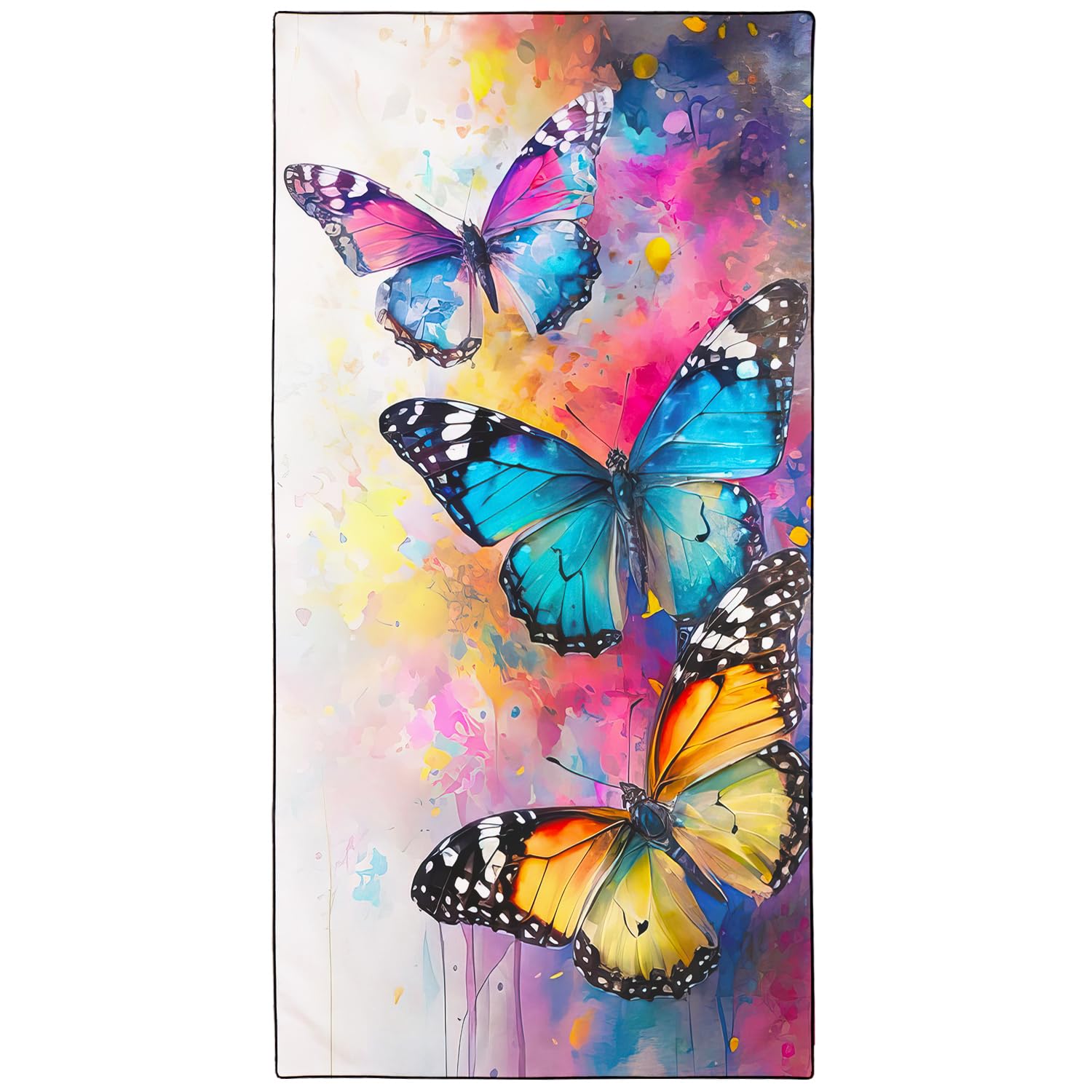 Violetpos Watercolor Butterfly Beach Towel, Extra Large 180x90 cm 250GSM Microfibre, Sand Free Quick Dry, Ideal Vacation Gifts with Carry Bag for Pool Cruise Camping