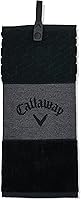 Callaway TW CG Trifold Golf Towel - 100% Microfiber, Multi-Textured Cleaning, Quick Snap Attachment, Black 16x21"