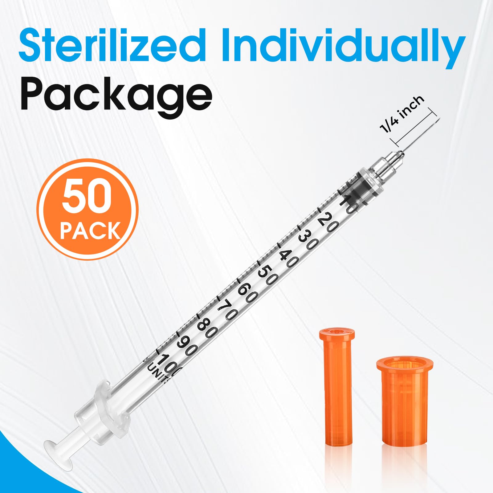 1ml 30 Gauge 1/4 Inch 6 mm Syringe, Individually Packed , 50PACK — Amazon image 5