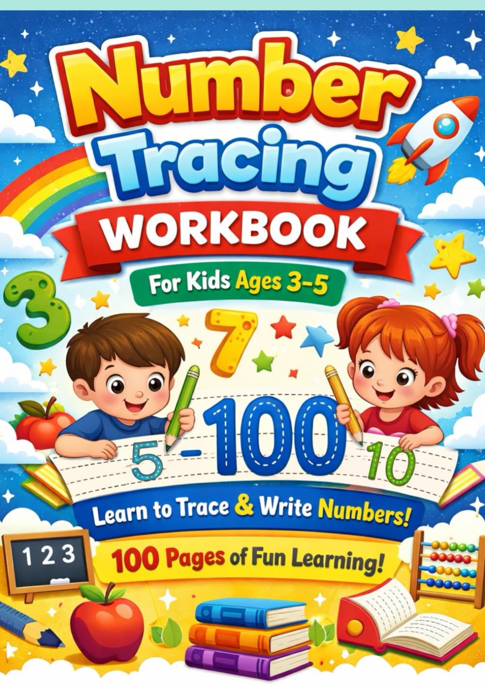 Number Tracing Workbook for Kids Ages 3–6: 100 Pages of Fun Number Tracing Practice | Learn Numbers 1–100 | Preschool & Kindergarten Handwriting Activity Book (Worksheets)
